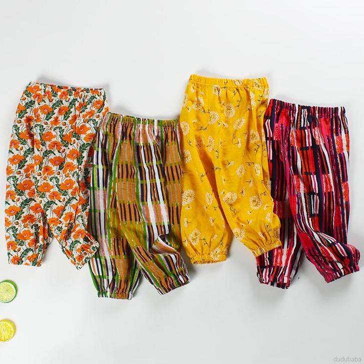 Dudubaba Quần mỏng chống muỗi cho bé mặc vào mùa hè Floral Printed Long Pants For Kids Boys And Girls Mosquito Pants 1-8 Years
