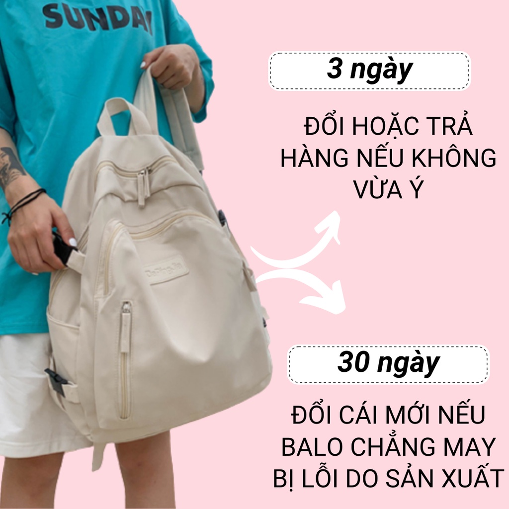 Balo basic trơn vải ulzzang phong cách Hàn Quốc dễ thương G211 - BaloGigo