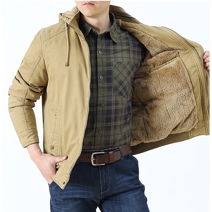 Áo khoác nam vải kaki lót lông dày, mềm, mặc ấm mùa đông - AK2202