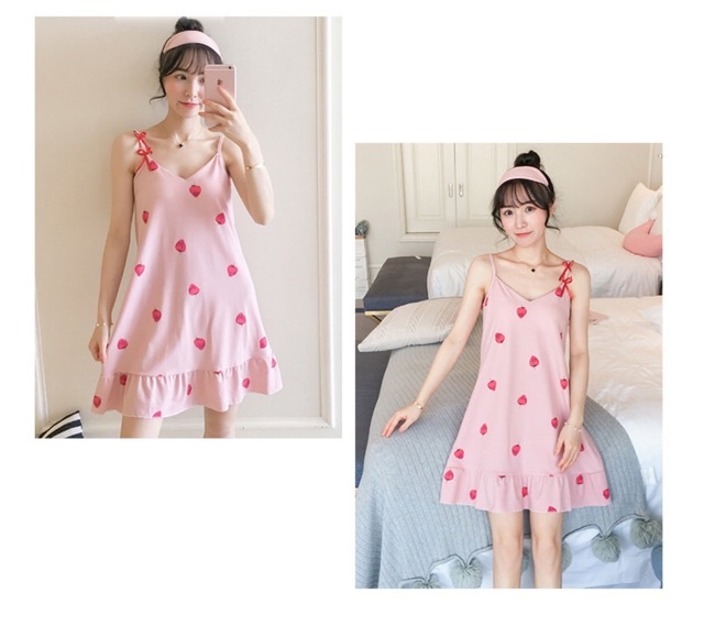 VÁY NGỦ 2 DÂY QUYẾN RŨ CHẤT COTTON 4 CHIỀU MỀM MÁTV08