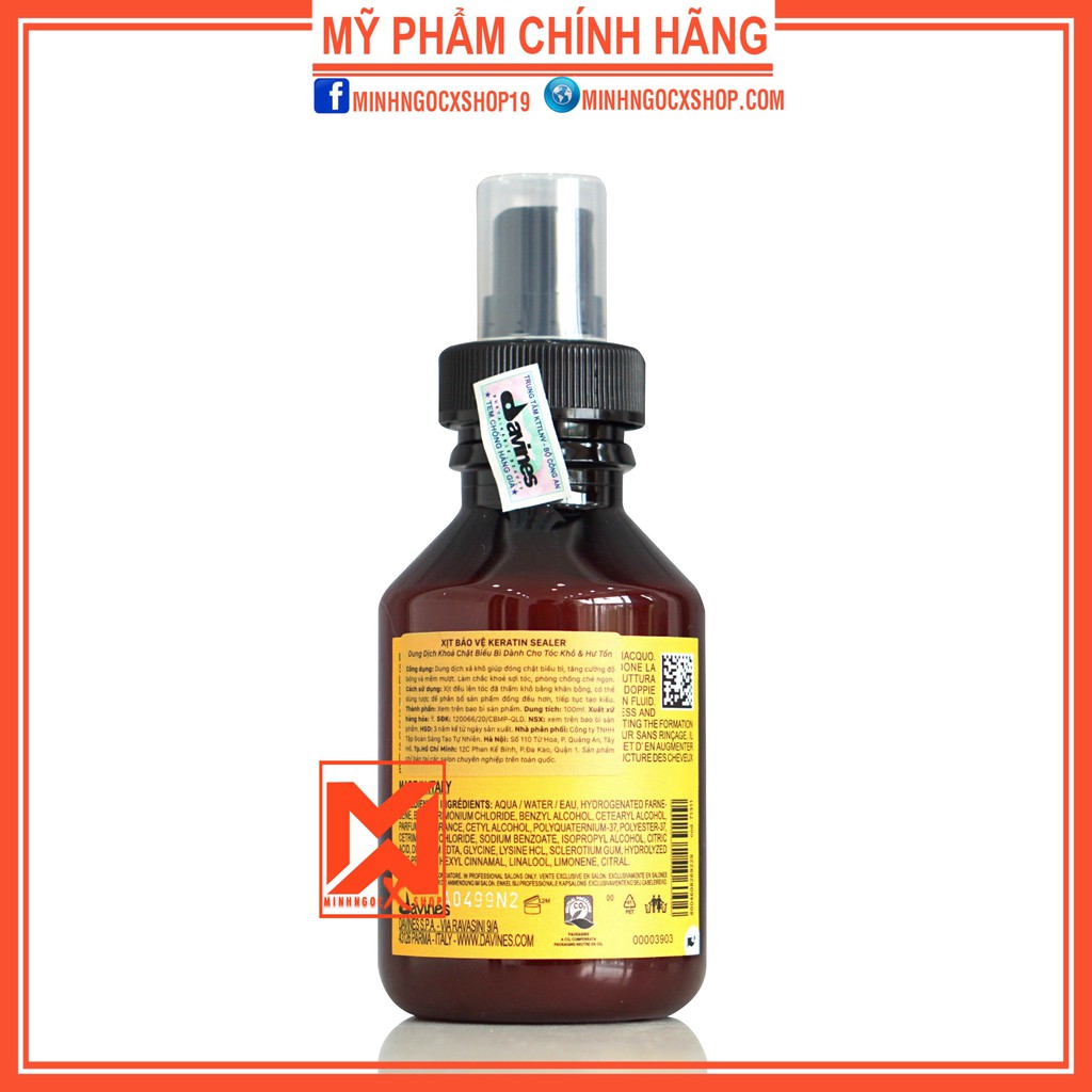 Xịt dưỡng khóa chặt biểu bì tóc DAVINES NOURISHING KERATIN SEALER 100ml chính hãng