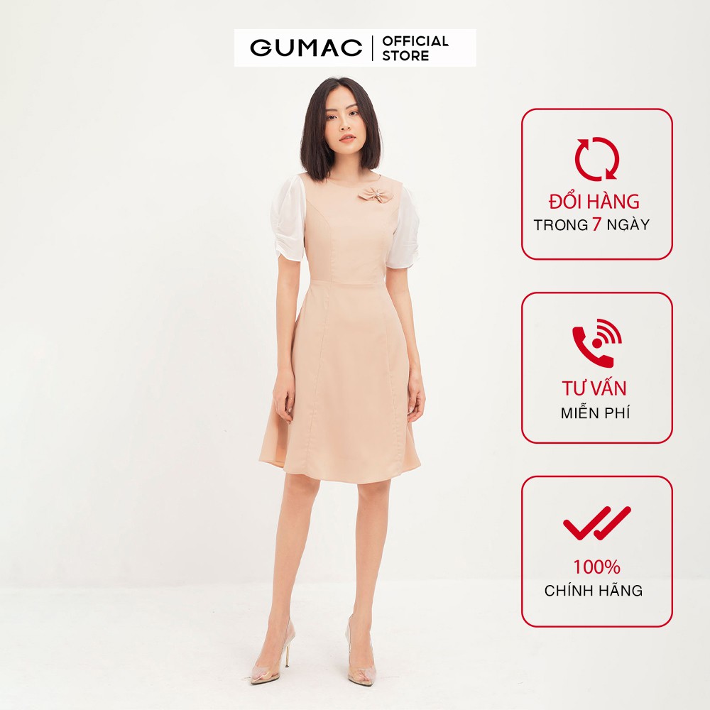 Đầm ôm nữ tay nhún phụ kiện GUMAC DA1214 | BigBuy360 - bigbuy360.vn