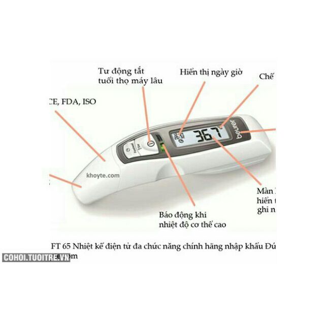 Nhiệt kế điện tử đo tai trán ( 6 in 1) Beurer Ft65 Đức