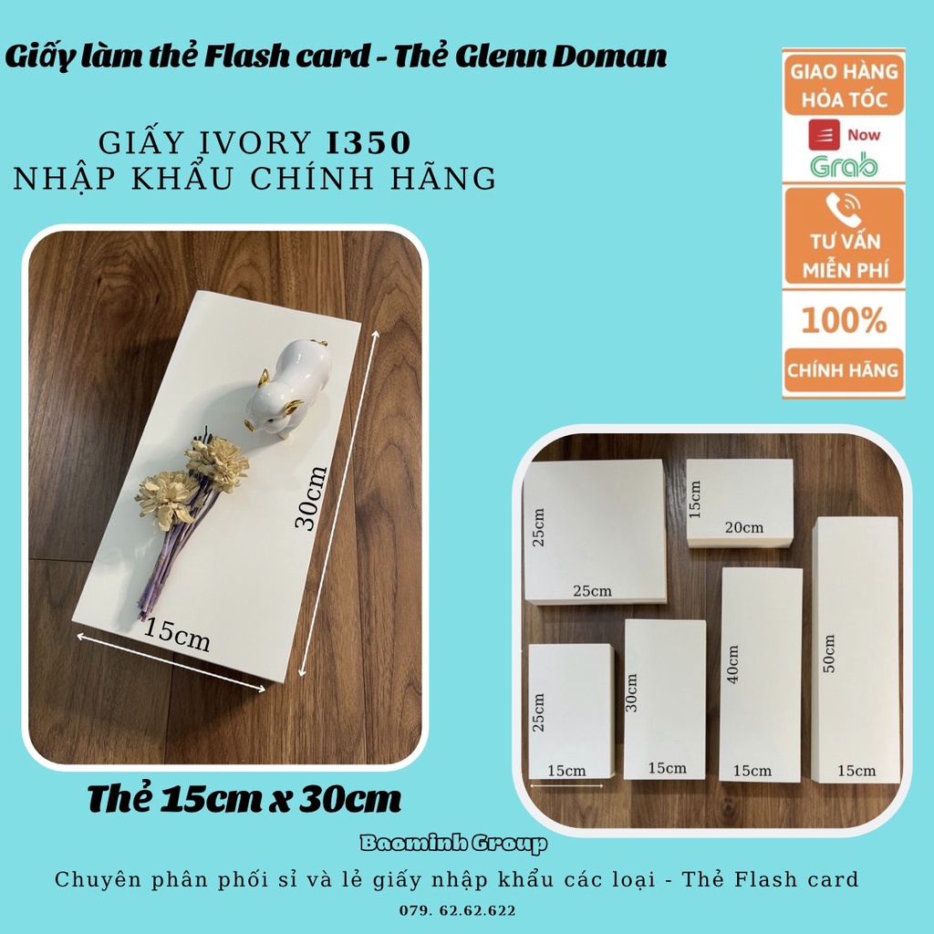 Flashcard  - 100 Thẻ trắng 15x30cm chuẩn giấy Ivory 350