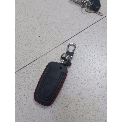 Bao da chìa khóa đen đỏ xe Ranger 3.2, XLT 2016 - kèm móc khóa