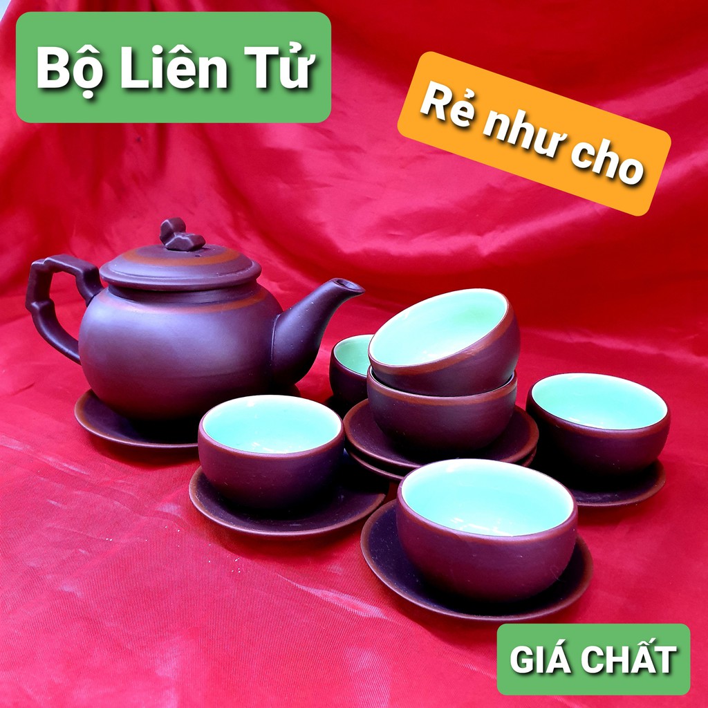 Ấm chén tử sa dáng Liên Tử | ấm trà tử sa Bát Tràng cao cấp | Giá bèo
