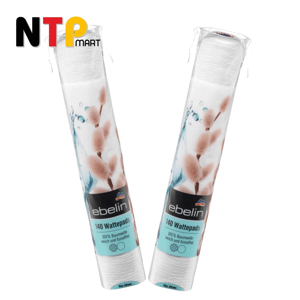 Bông Tẩy Trang Ebelin Wattepads 100% Cotton cây 140 miếng nhập khẩu Đức