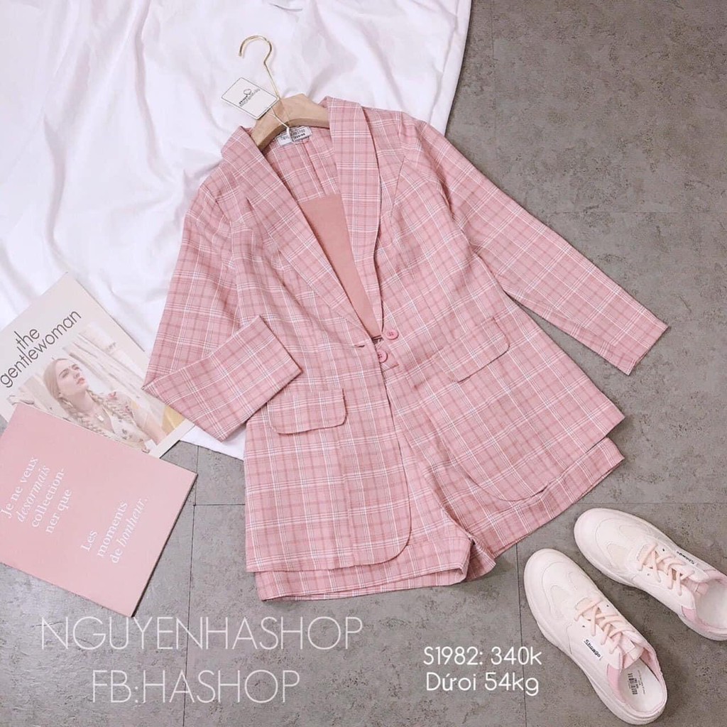 Bộ áo vest quần ngắn caro cá tính (kèm hình thật) | BigBuy360 - bigbuy360.vn