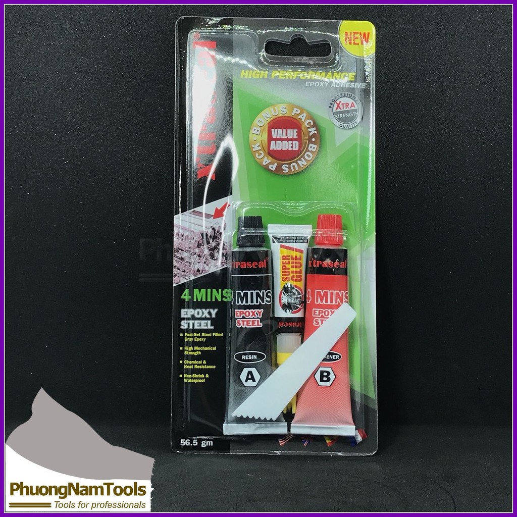 Keo dán sắt đa năng X'traseal Epoxy 4 Phút (Keo AB, màu xám)