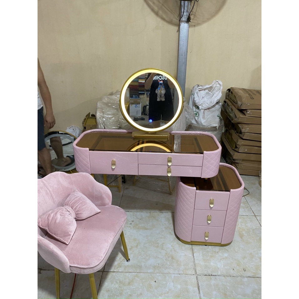 Bàn phấn phong cách Châu Âu ⚡ CAM KẾT CHẤT LƯỢNG ⚡ Bàn trang điểm mặt kính cường lực tab vuông - tròn