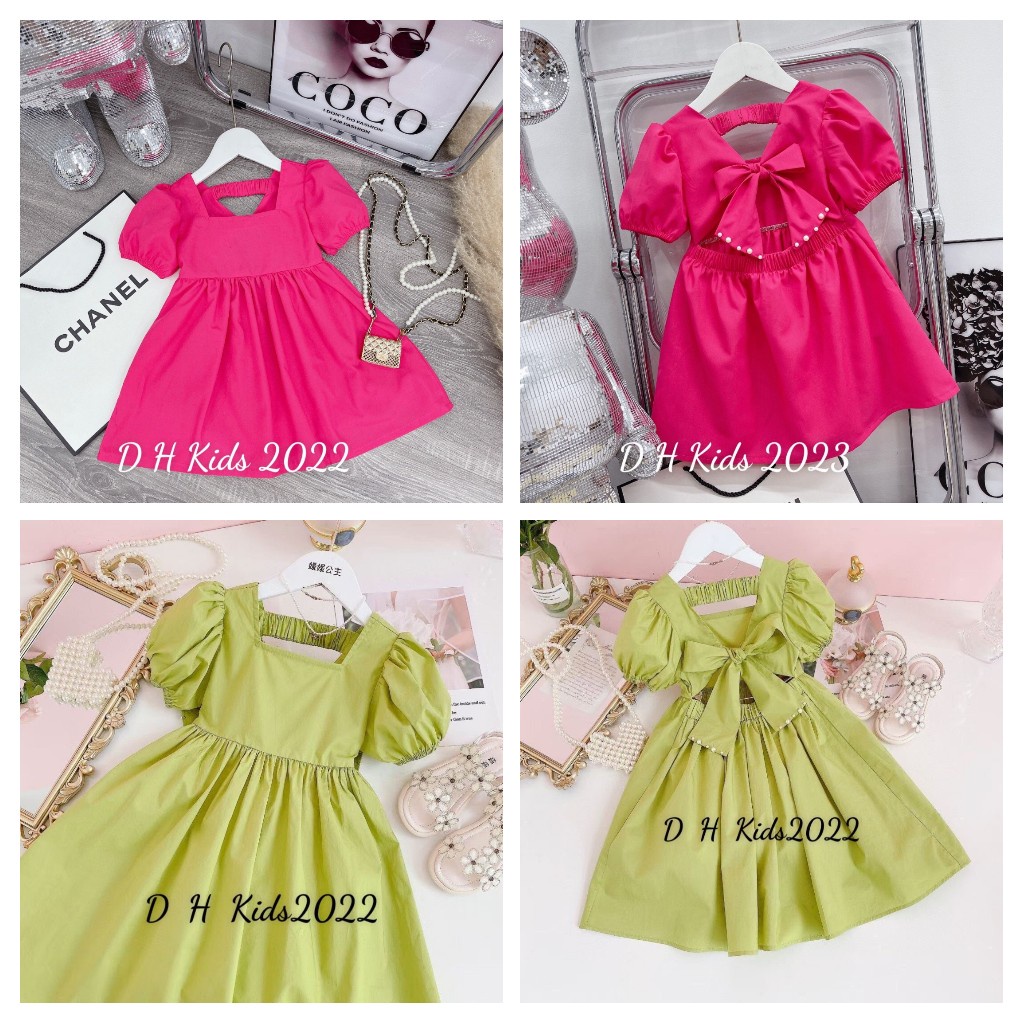 SALE SET VÁY CỘT NƠ ĐIỆU ĐÀ CHO BÉ GÁI CAO CẤP