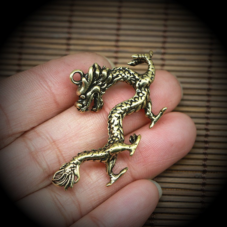 Tượng đồng mini tuổi Thìn bằng đồng thau chế tác thủ công dùng để trang trí bàn làm việc oto đem lại may mắn tài lộc