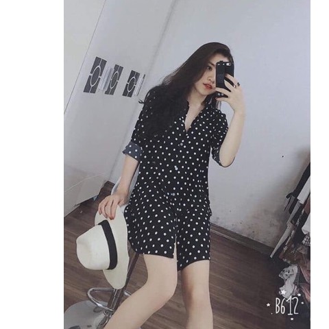 Váy sơ mi dài tay chất voan lụa