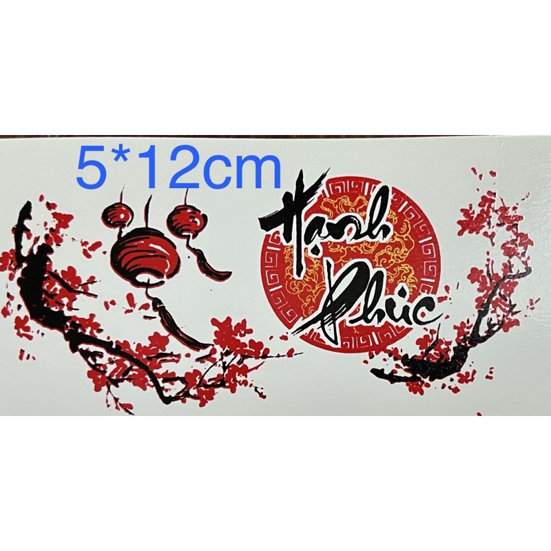 Decal in hình trang trí chậu cây Size To, Decal Tết, in chậu cỡ nhỡ và to