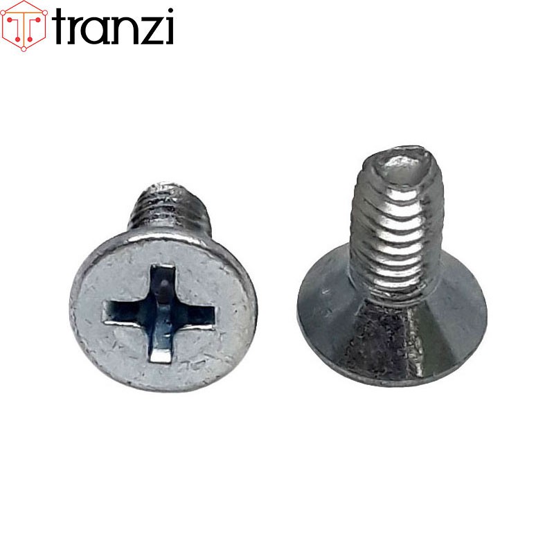 Vít tự tạo ren bake đầu bằng mạ kẽm trắng xanh M4x10 - túi 50 cái