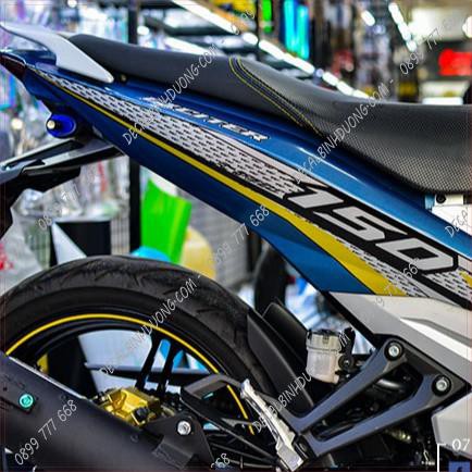 Tem Trùm Exciter 150 Y15ZR Thiết Kế Tổ Ong Đẹp Mắt - Decal Rời Xanh Bạc