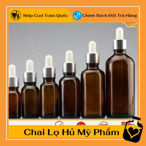 Lọ Chiết Serum ❤ Lọ đựng tinh dầu 50ml Dày bóp giọt Khoen Bạc , lọ chiết serum , phụ kiện du lịch , phụ kiện du lịch