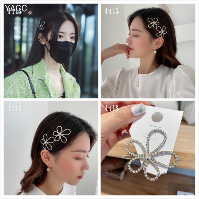 Kẹp Tóc Hình Hoa Đính Đá Lấp Lánh Phong Cách Hàn Quốc