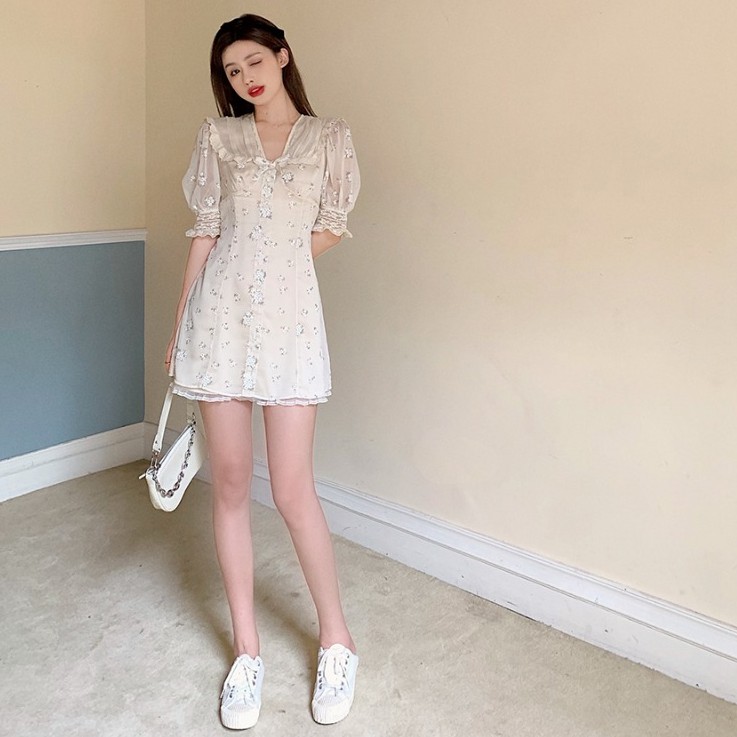 Đầm hoa nhí nữ Emilyshop tay ngắn midi