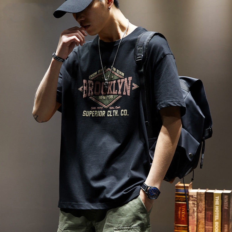 Áo Thun Ngắn Tay Dáng Rộng Thời Trang Retro Cá Tính Cho Nam