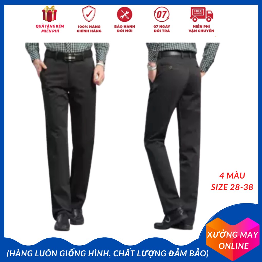 Quần kaki nam Bigsize (35-40) trơn cao cấp quần trung niên kiểu dáng ống đứng công sở, quần tây kaki nam ống rộng -XM044