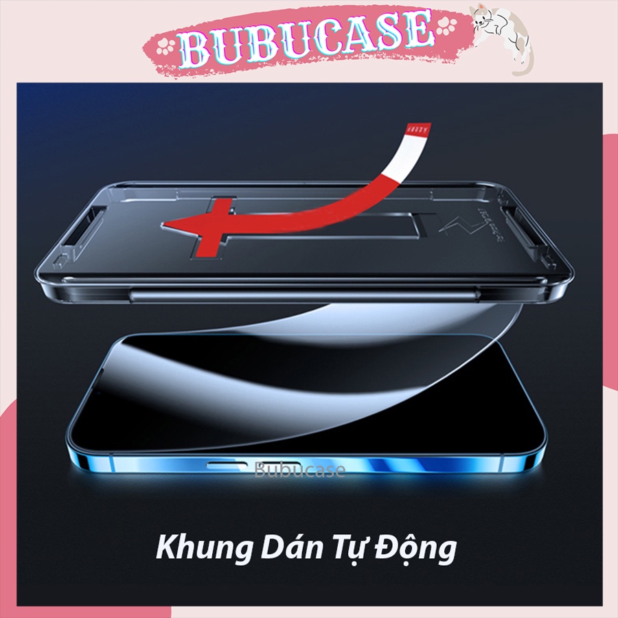 Kính Cường Lực iPhone Chống Bám Vân Tay Bo Viền Cao Cấp Có Khung Hỗ Trợ Dán Tự Động Dễ Dàng - Full Các Dòng Mới Nhất