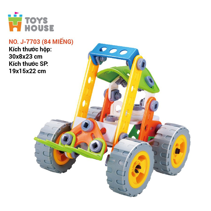 Đồ chơi phát triển kỹ năng Stem - Build&Play - lắp ghép mô hình xe nâng 84 chi tiết Toyshouse J-7703