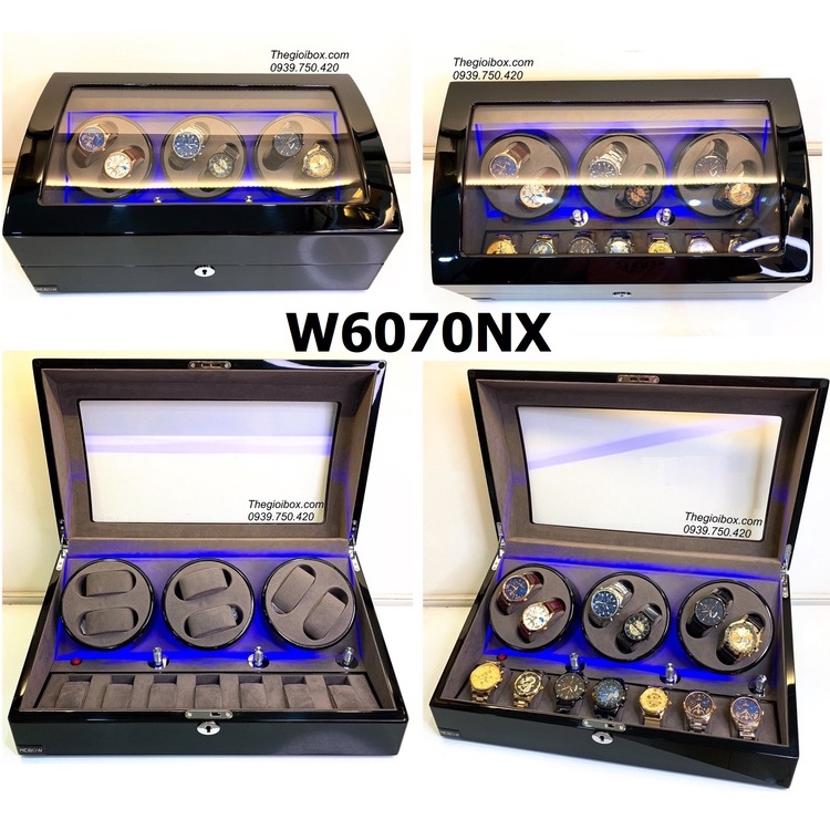 Tủ Hộp Đựng Đồng Hồ Cơ 6 Xoay + 7 Tĩnh Chính Hãng ACBOW Lót Nỉ Nhung Cao Cấp [BH 2 NĂM] - Hộp Lắc Lên Cót Đồng Hồ