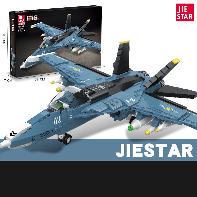 Đồ chơi Lắp ráp Máy bay Tiêm kích F-16, JieStar 61029 Fighter Aircraft, Xếp hình thông minh, Mô hình máy bay