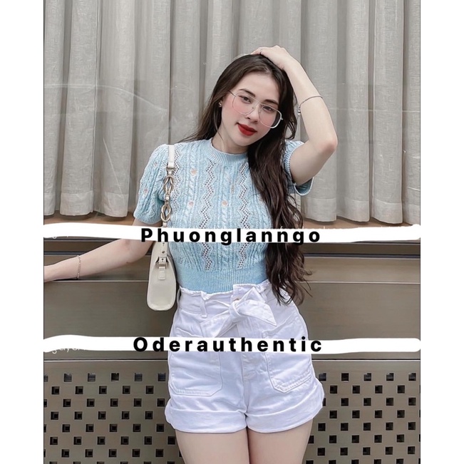 Áo len thêu hoa hoạ tiết cộc tay dài tay Zara xuất A157