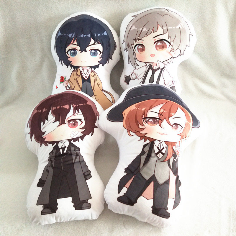 Gối tựa lưng hai mặt nhồi bông hình hoạt hình Bungo Stray Dogs Dazai Atsushi Ranpo Chuuya