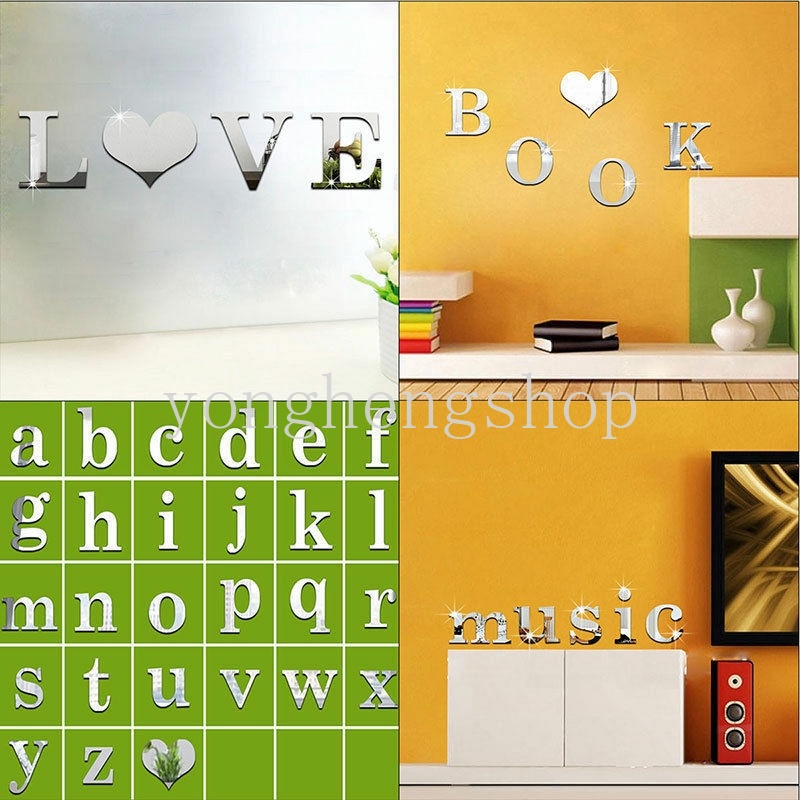 Miếng dán tường hình chữ cái A-F Z tùy chọn bằng acrylic thời trang