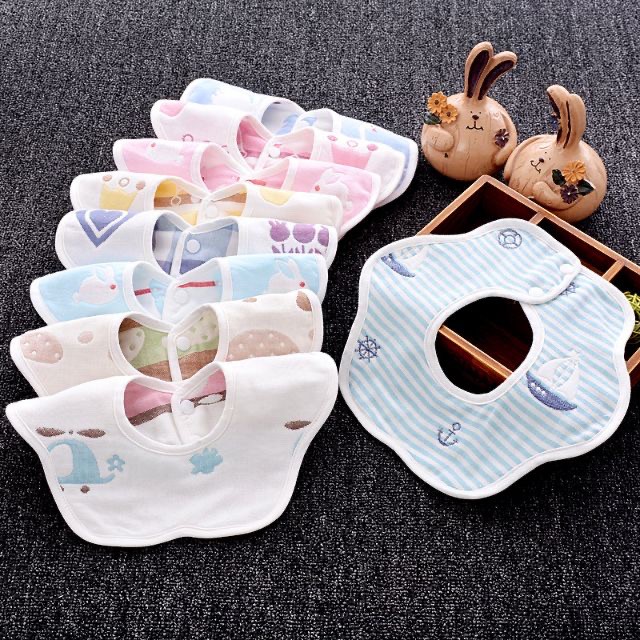 Set 3 Yếm xô xoay 360 độ 2 mặt 6 lớp cho bé ăn dặm