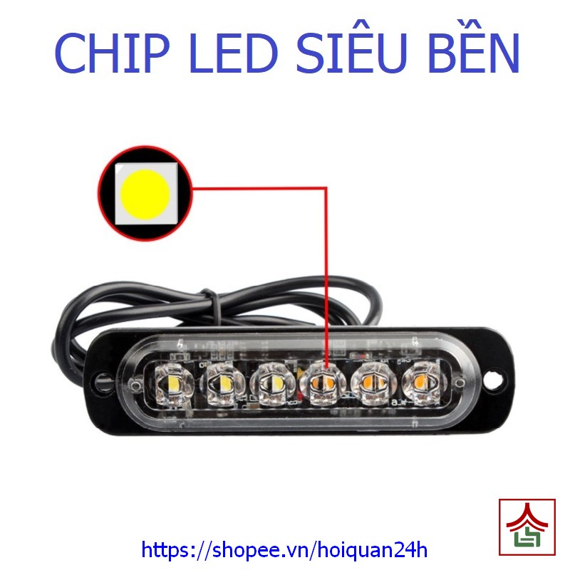 Đèn Chớp Police 6 Led Cao Cấp 18 Chế Độ Nháy Cảnh Sát Vỏ Nhôm CNC