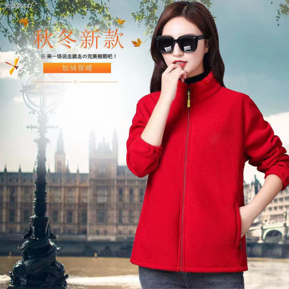 Middle-aged and elderly coral fleece stand-up collar jacket women autumn and winter polar fleece long-sleeved sweater plus velvet thickening warm all-match sweater