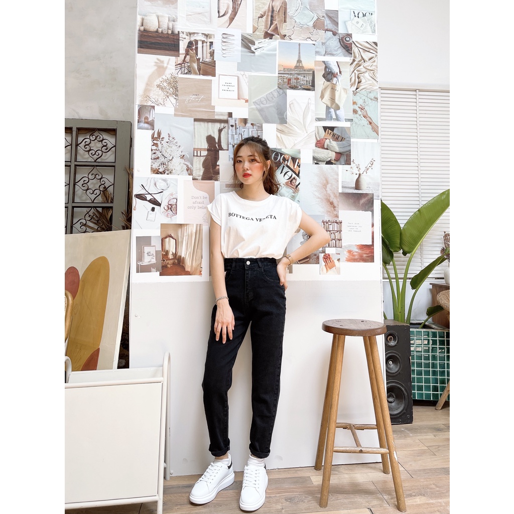 Quần Baggy bò đen co giãn nhẹ - Ảnh thật shop chụp