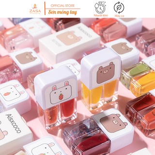 Sơn móng tay 2 màu (2 trong 1) Zasa, nhiều màu sắc dễ thương, gel lạnh nhanh khô không cần hơ máy tiện dụng