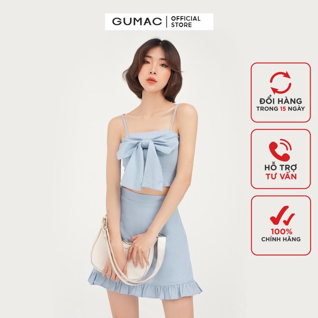 Áo hai dây nữ phối nơ GUMAC phong cách Hàn Quốc AB417