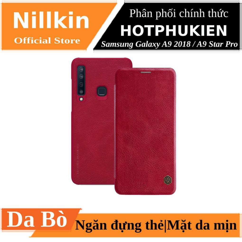 Bao Da Da Bò Cho Samsung Galaxy A9 2018 hiệu Nillkin Qin Có Ngăn Đựng Thẻ - Hàng Chính Hãng