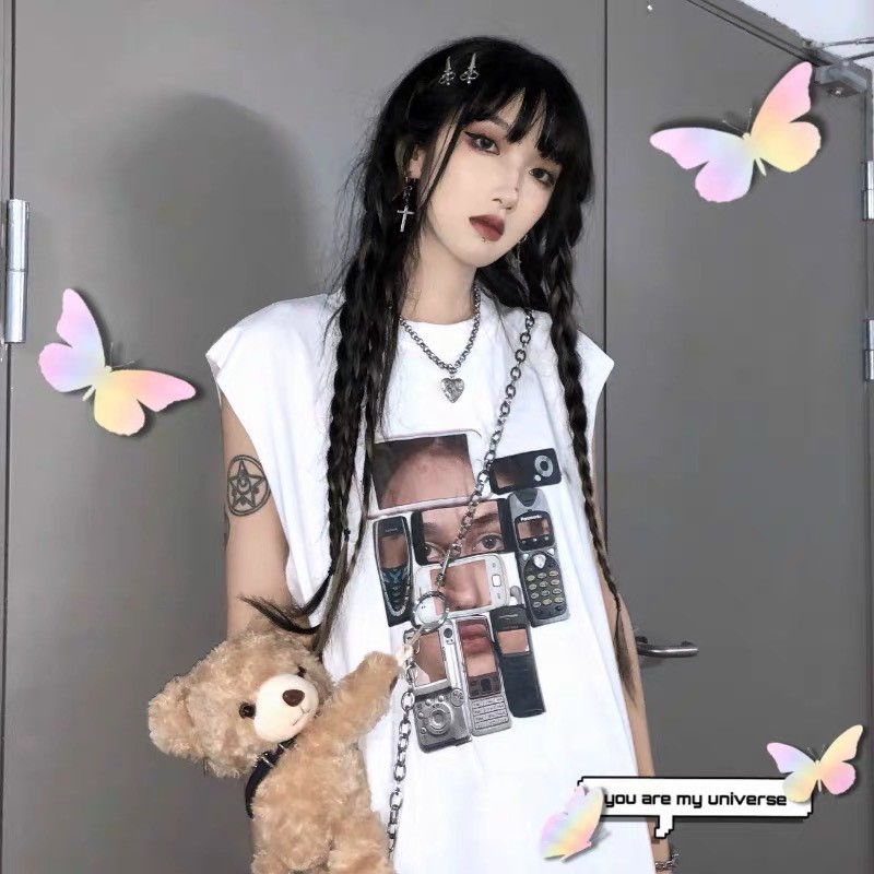 Áo tanktop ba lỗ unisex nam nữ  form rộng in hình Smartphone dáng thể thao năng động, áo thun ba lỗ nam nữ basic