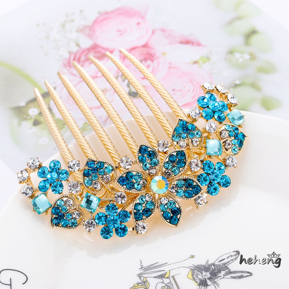 Lược Cài Tóc Hình Hoa Đính Đá Pha Lê 9.20 * 8.90 * 1.00cm