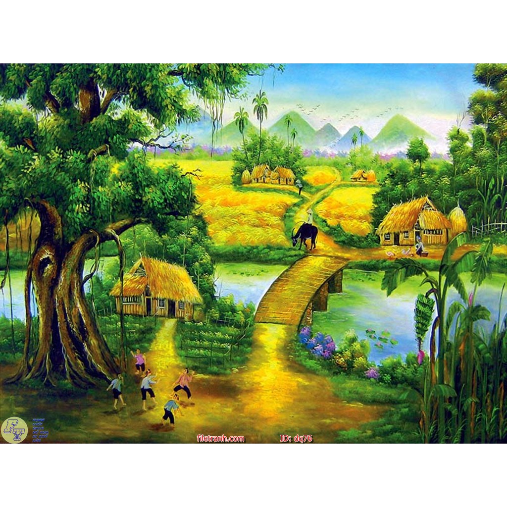 TRANH DÁN TƯỜNG 3D ĐỒNG QUÊ NHIỀU MẪU,TRANH LÀNG QUÊ DÁN TƯỜNG