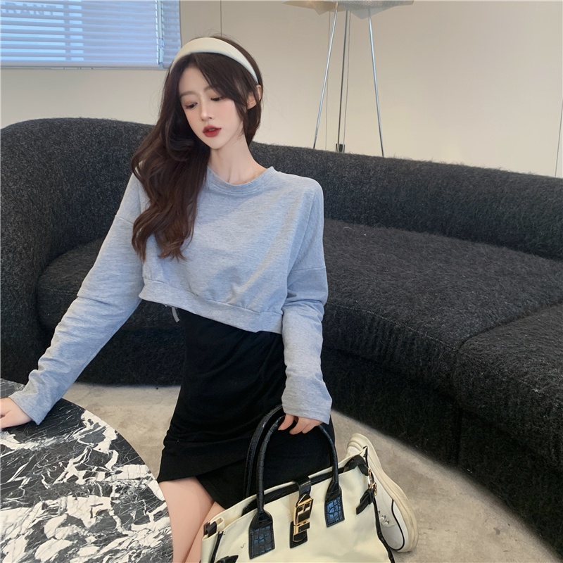 Set đồ 2 mảnh Perty gồm đầm hai dây kèm áo sweater tay dài phong cách Hàn Quốc thời trang quyến rũ cho nữ