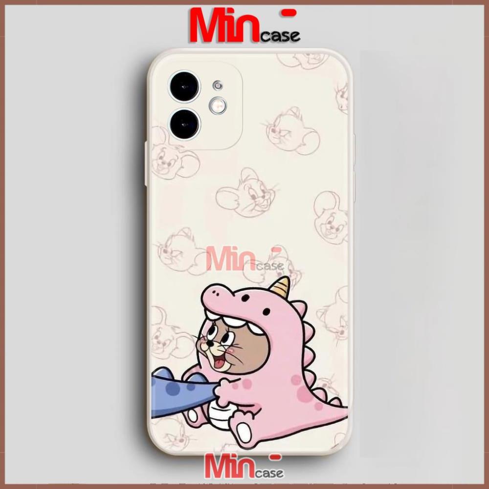 Ốp lưng iphone 6/6s/7/8/X/XS/Xr/11/12/13 Pro Plus Max Cạnh viền vuông silicon mềm dẻo hình tom jerry cute dễ thương đẹp