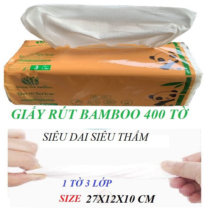 [HOT] [TÁCH LẺ] GÓI GIẤY ĂN ĐA NĂNG BAMBOO 400 TỜ KHỔ TO GIẤÝ RÚT (HÀNG CHUẨN GIÁ ĐẸP)