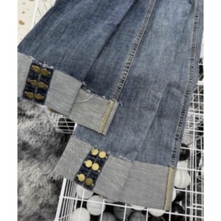[VIDEO+FREESHIP ] QUẦN JEANS ỐNG SUÔNG NỮ LƯNG CAO CO GIÃN GẬP GẤU PHỐI 6 NÚT SAU MÀU XANH ĐẬM DÀY DẶN TÔN DÁNG HADI