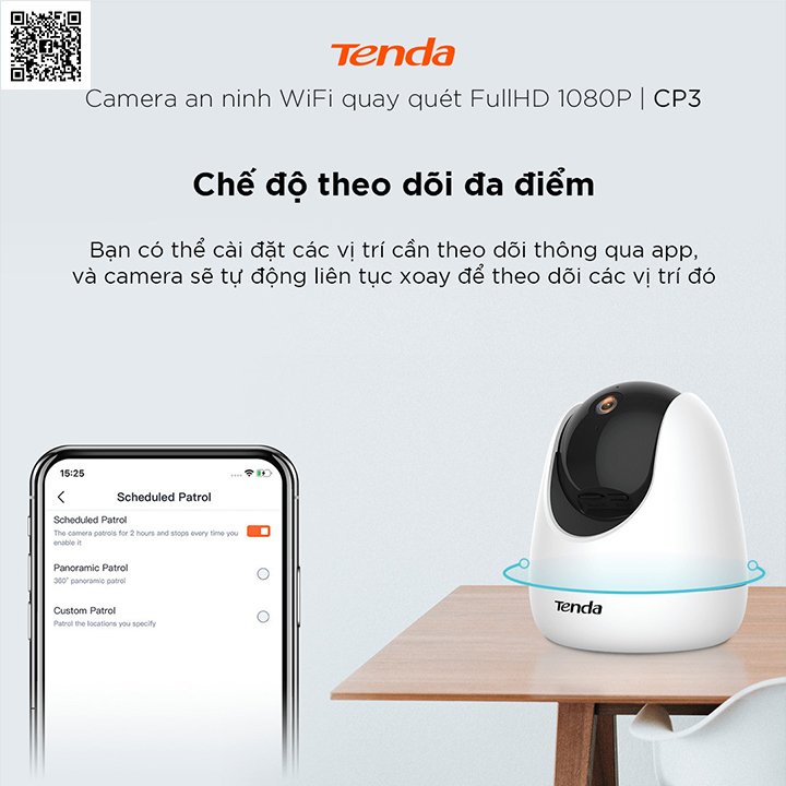 Camera IP Wifi Tenda CP3 Full HD 1080P xoay 360° chính hãng cao cấp kèm thẻ 32g,64g