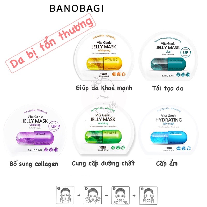 [Miếng lẻ] Mặt nạ giấy Banobagi đủ màu