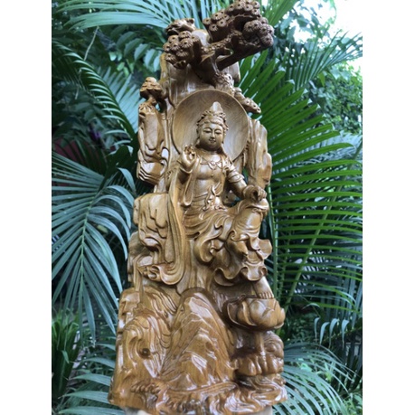 Tượng phật bà quan âm bằng gỗ cao 35cm