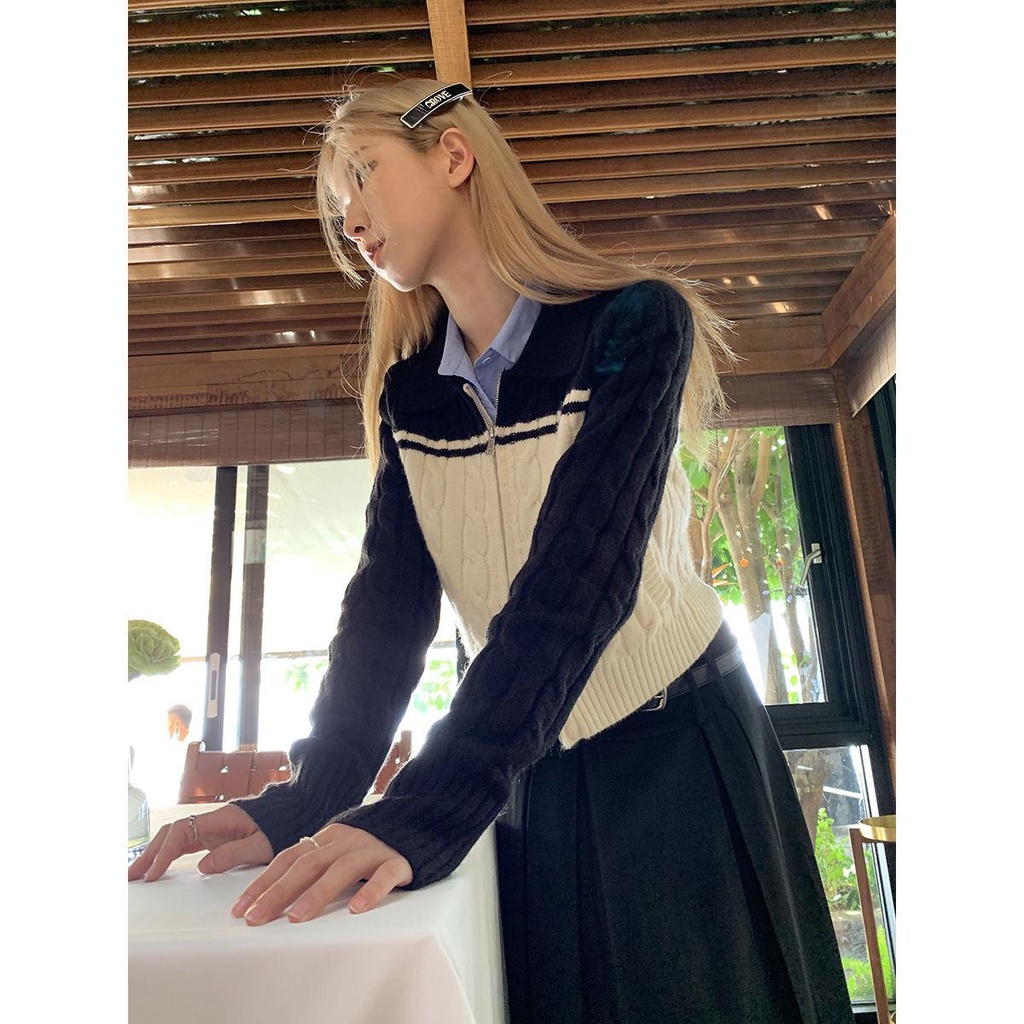 Áo Khoác Len Cardigan Cao Cấp Tay Dài Có Khóa Kéo Phong Cách Mới Mùa Thu 2022